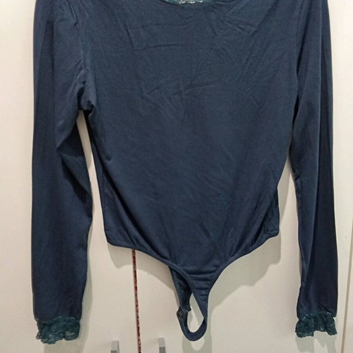 Blue bodysuit with lace for cut-out underwear used, size XXL