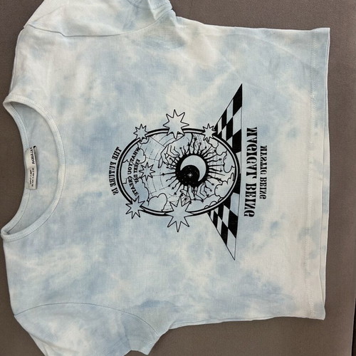 Pull & Bear tie-dye crop top S like new, blue with celestial print