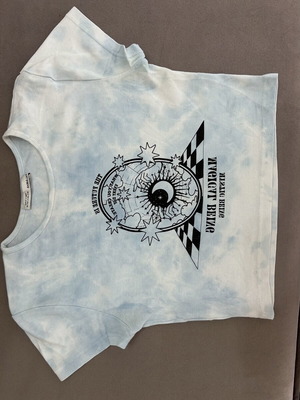 Pull & Bear tie-dye crop top S like new, blue with celestial print