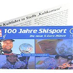  Austria 5 Euro 2005 , 100th Anniversary of Sport Skiing.