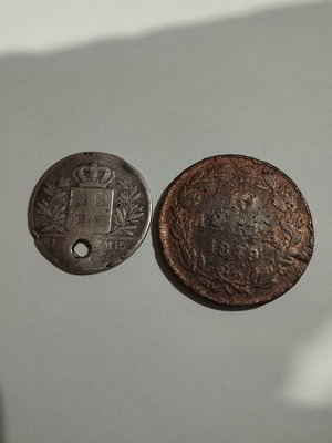 Othonian coins used, 1 drachma 1833 and 10 lepta 1849
