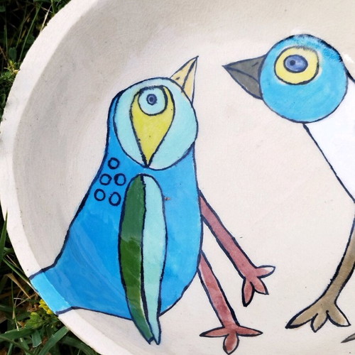 Handmade ceramic bowl used, hand-painted
