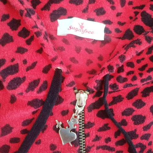 SugarFree short-sleeve hoodie with leopard print, like new, XL