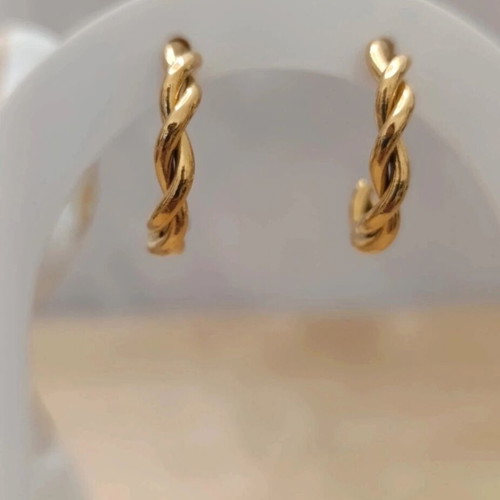Steel earrings with 2 cm braid new gold-colored