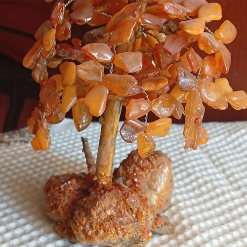 Handmade Carnelian or Amber Gemstone Tree Feng Shui decor