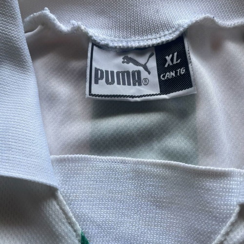 Vintage Puma Green White Striped Football Jersey XL Retro 90s Like New