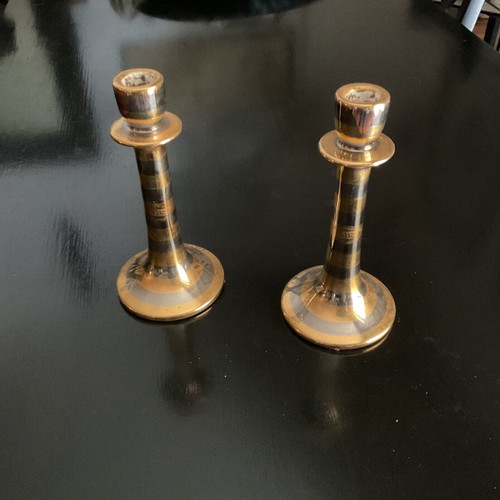 Italian Bosa Vase and Candleholders 24K Gold Like New