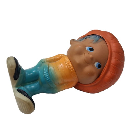 Vintage rubber figurine handpainted, used, 21 cm