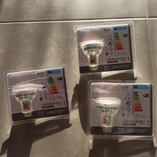 Ikea Ledare LED GU10 600 lm bulbs pack of 3 new