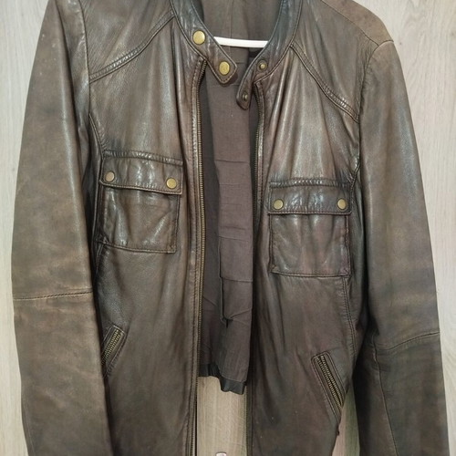 Caroll leather jacket used, lamb leather, size 44, brown