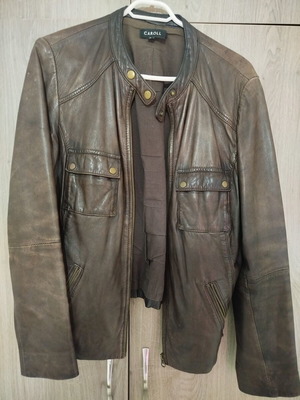 Caroll leather jacket used, lamb leather, size 44, brown