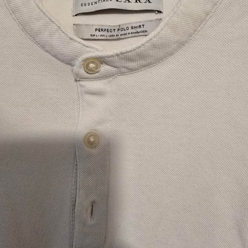 Men's Polo Shirt with Mao Collar Zara like new, white, size L