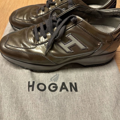 Hogan sneakers used, gray glossy, size 39