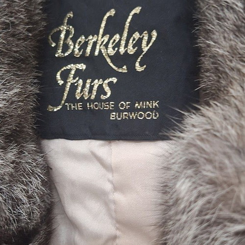 Berkeley Furs Rabbit Fur Jacket used, size Large, white and grey