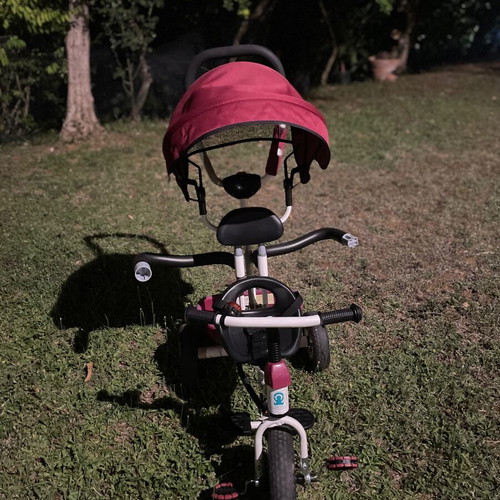 Children's tricycle with rotating seat, parent handle and sunshade, new