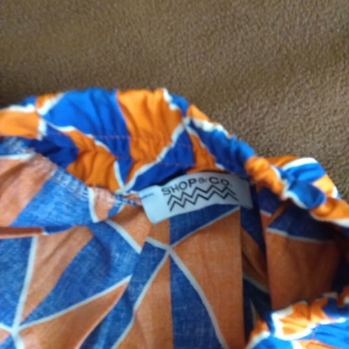 Statement long skirt like new, geometric blue and orange