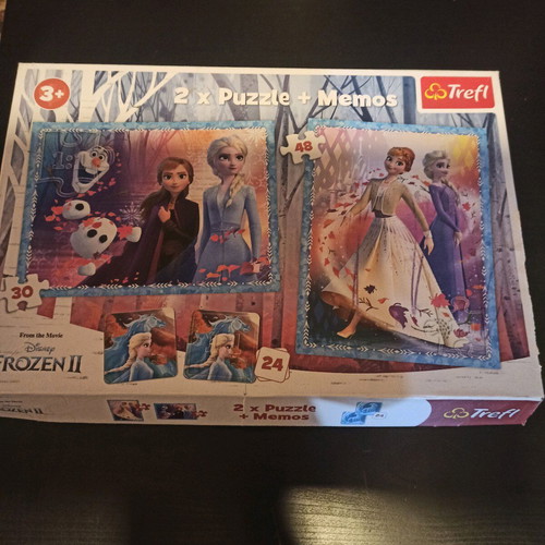 Trefl Frozen 2 puzzle used, 2 puzzles and 24 memory cards