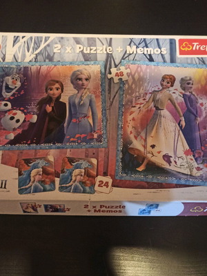 Trefl Frozen 2 puzzle used, 2 puzzles and 24 memory cards