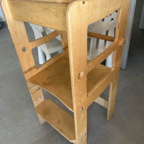 Montessori Learning Tower used, natural wood adjustable height