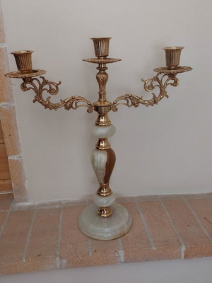 Vintage candlestick like new made of onyx and bronze