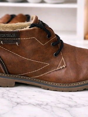 Tom Tailor leather shoes used, casual, size 45, brown