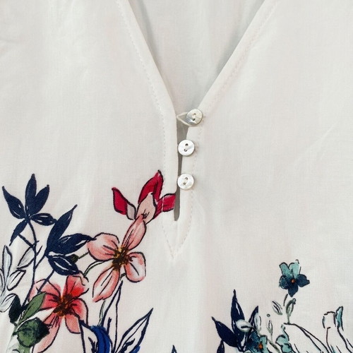 Stradivarius floral blouse S like new, white and blue