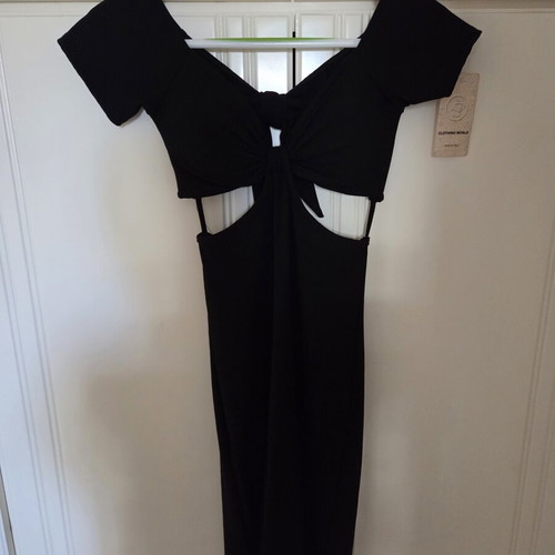 Black mini dress with cutout, size small, new