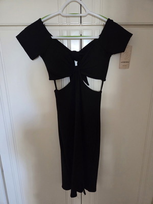 Black mini dress with cutout, size small, new