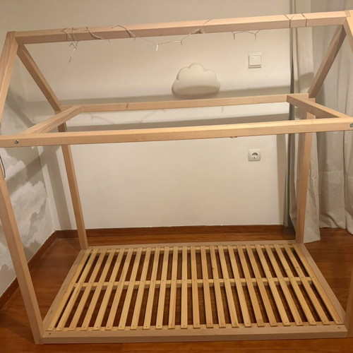 Children's Bed Tipi Frame 70x140 cm Natural Wood with Tent