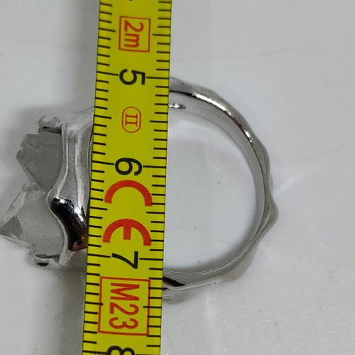 Ring with Raw Quartz Crystal Size 10 Like New, Silver Color