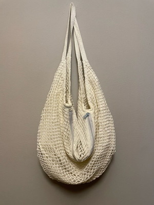 Fishnet bag Colores shoulder like new, white-sugar color