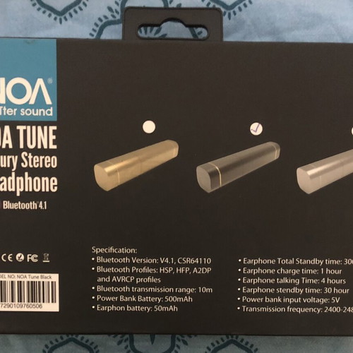 NOA Tune Bluetooth Stereo Earbuds new, Bluetooth 4.1
