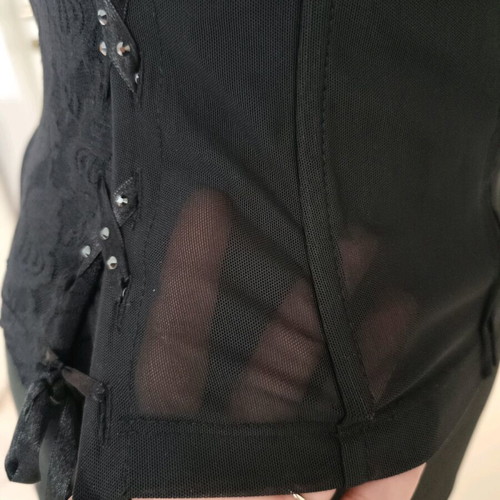 Rosso Di Sera black corset with lace and silver rhinestones