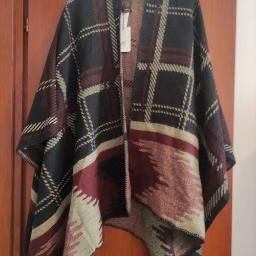 Funky Buddha cape new, black with patterns, one size