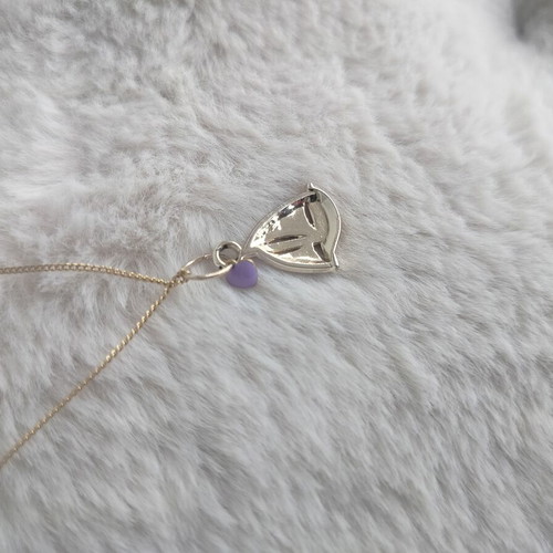 Purple Sailing Necklace with Gold Steel Chain and Enamel Motif