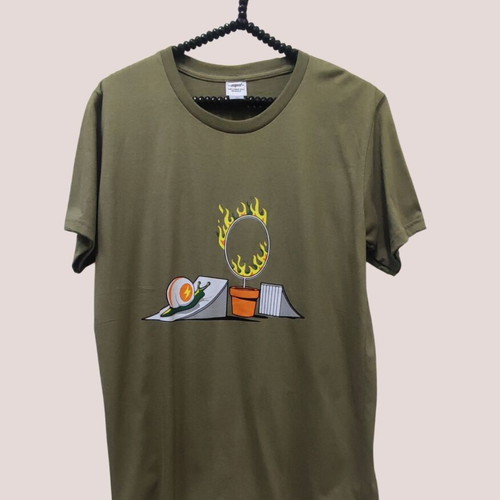 T-Shirt silk screen snail with helmet cotton new S,M,L,XL,2XL
