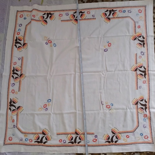 Hand Embroidered Tablecloth like new, 130x130 cm