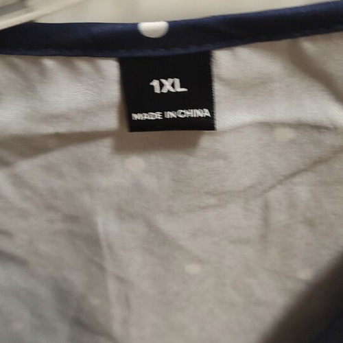 Shein blouse XL white polka dots on blue like new