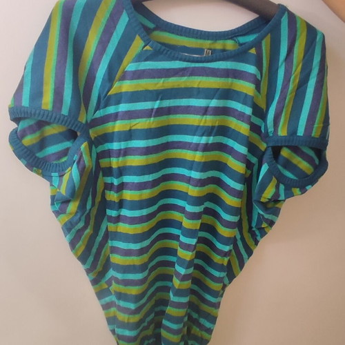 Summer knit blouse cotton viscose, new, beige and turquoise