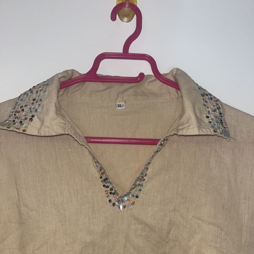Beige women's blouse with strass like new, XL