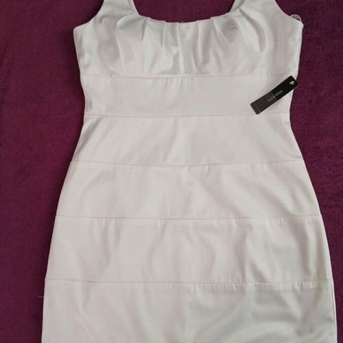 Bisou Bisou dress new, satin, elastic, white, size L