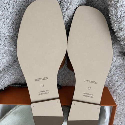 Hermes Oran sandals, brown leather, size 37
