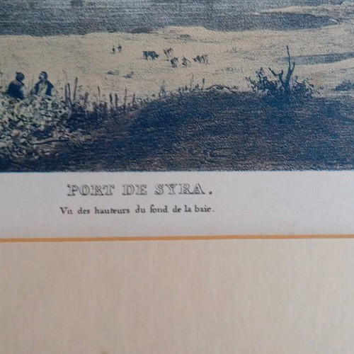 Vintage engraving Port de Syra framed