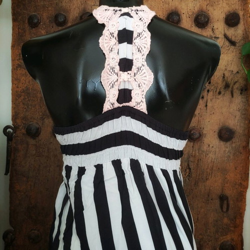 Maxi dress with striped halter like new, multicolored
