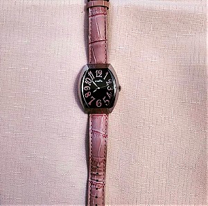αυθεντικό ρολόι  Oxette από χειρουργικό ατσάλι και δερμάτινο λουράκι
