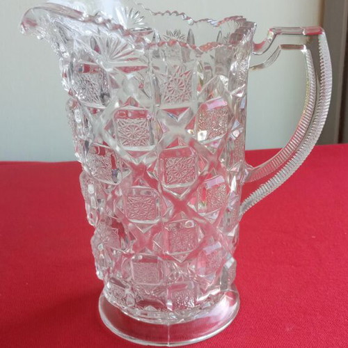 Glass Pitcher 1910 Checkerboard Pattern Westmoreland Specialty Co.