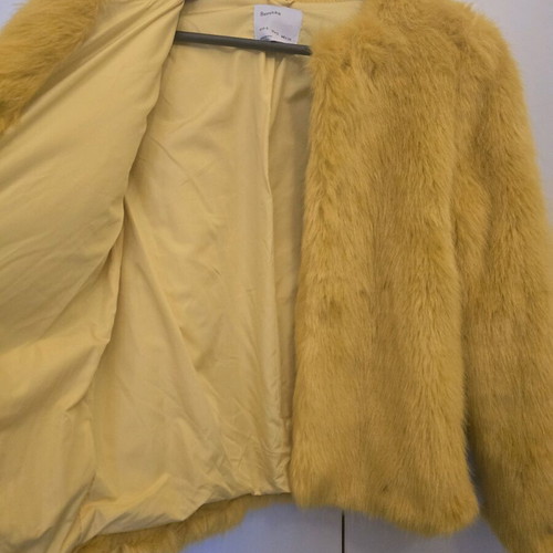 Bershka fur coat like new, yellow, size S