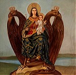  Εικόνα ένθρονη Παναγία με Χριστώ. Δικέφαλος αετός. Икона Матери Божией. Icons.