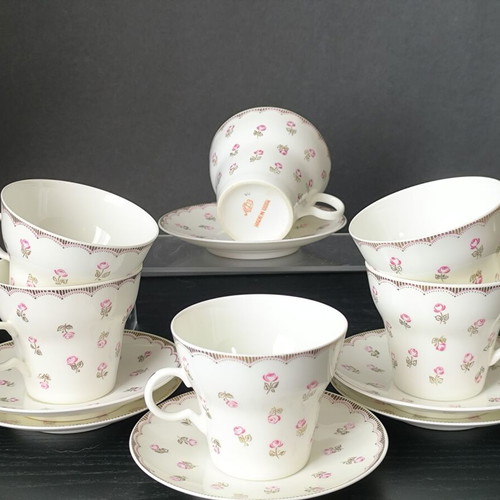 Russian LFZ tea set like new, 6 cups and saucers, porcelain 1970