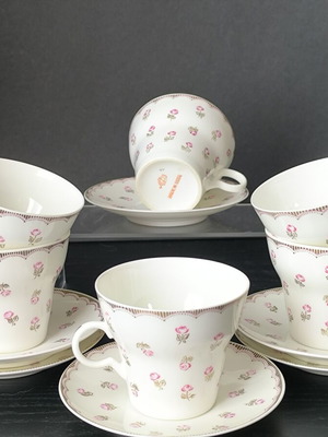 Russian LFZ tea set like new, 6 cups and saucers, porcelain 1970